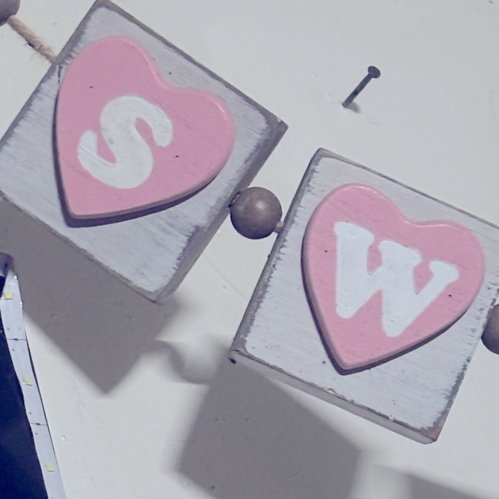 “Sweet Heart Block Garland for Valentines Day or Birthday Partys- Pink and White - Picture 5 of 6